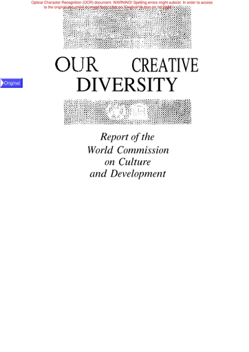 Barely Legal Amateur - Our creative diversity: report of the World Commission on Culture and  Development
