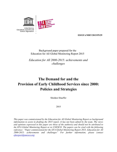Teacher Xxx Feer - The Demand for and the provision of early childhood services since 2000:  policies and strategies