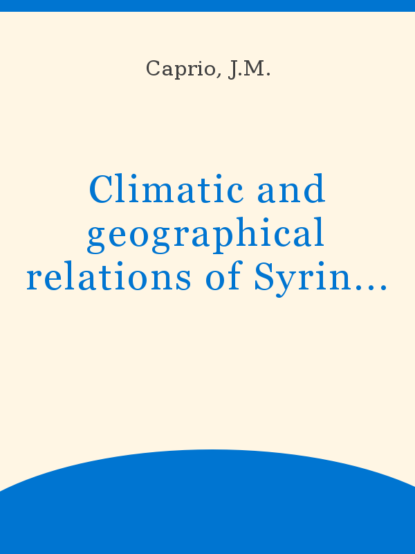 Climatic and geographical relations of Syringa vulgaris L. and