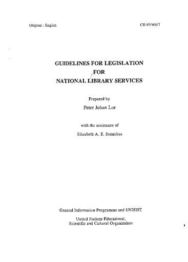 Guidelines for legislation for national library services