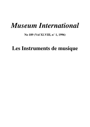 Les Collections d'instruments de musique: un défi singulier