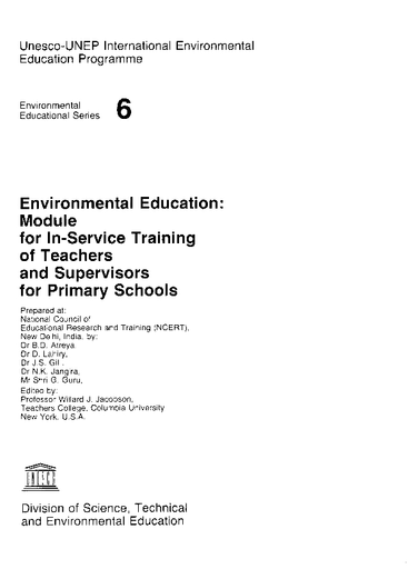 Environmental education: module for in-service training of teachers and  supervisors for primary schools