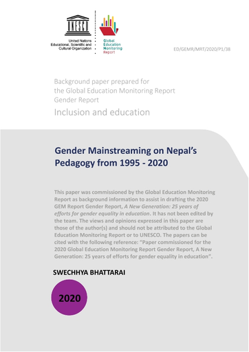 Nepali School Girl Xxx - Gender mainstreaming on Nepal's pedagogy from 1995 - 2020