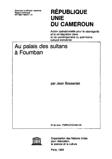 Au Palais Des Sultans A Foumban Republique Unie Du Cameroun Mission Unesco Digital Library