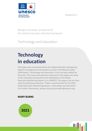 Background paper prepared for the Global Education Monitoring Report,  Technology and education: Technology in education