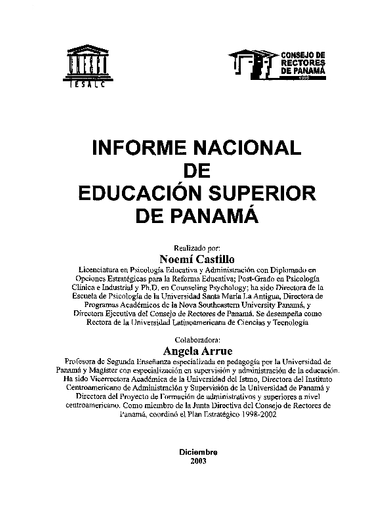 Informe nacional de educación superior de Panamá