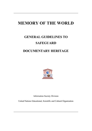 Memory of the world: national cinematic heritage - unesdoc - Unesco