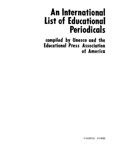 An International List Of Educational Periodicals Unesco Digital