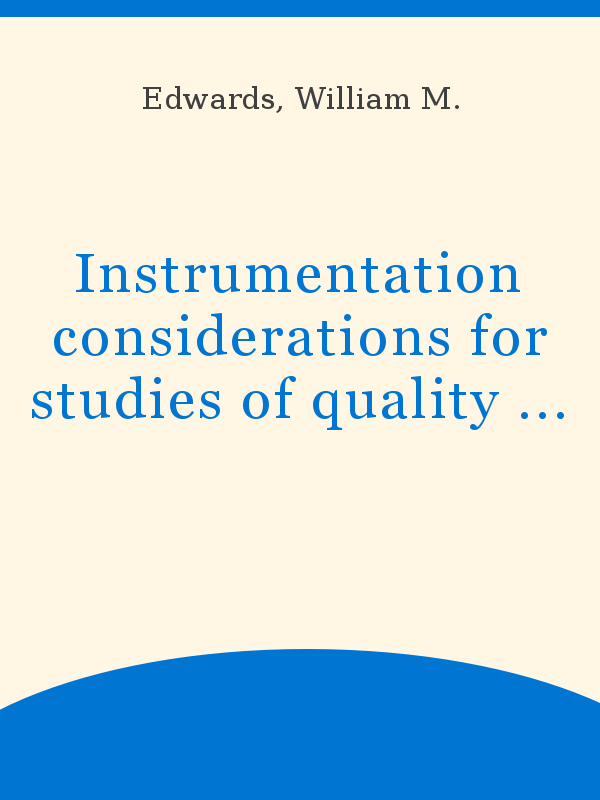 Instrumentation considerations for studies of quality of runoff