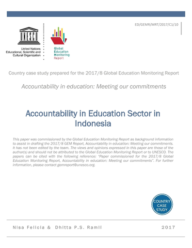 Accountability In Education Sector In Indonesia Unesco Digital