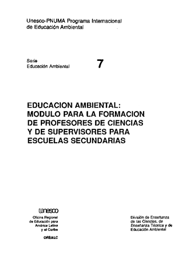Educacion Ambiental Modulo Para La Formacion De Profesores De