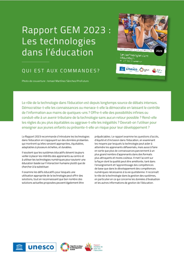 Rapport GEM 2023 : Les technologies dans l'éducation : qui est aux commandes ?