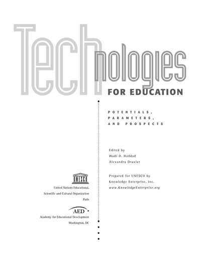 Technologies For Education Potentials Parameters And Prospects