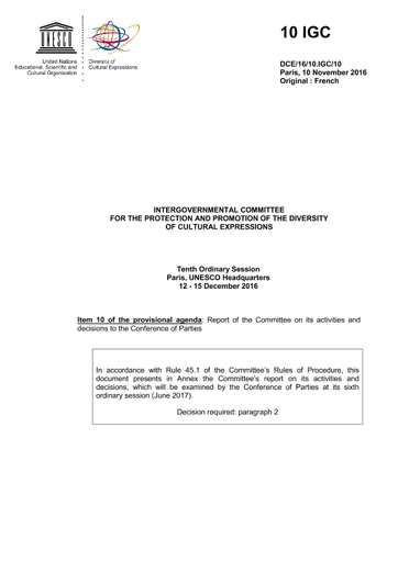 Report of the Committee on its activities and decisions to the ...