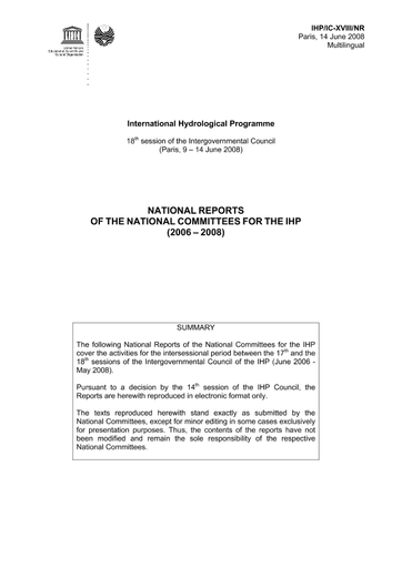 National Reports Of The National Committees For The Ihp 2006 2008