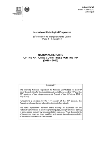 National Reports Of The National Committees For The Ihp