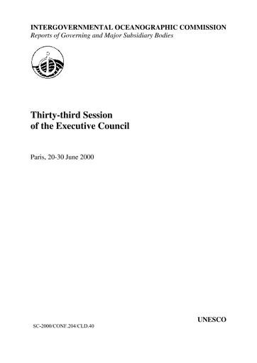 Thirty-third session of the (IOC) Executive Council, Paris, 20-30 June 2000
