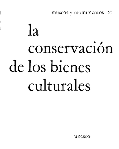 La Conservación de los bienes culturales con especial referencia a las  condiciones tropicales