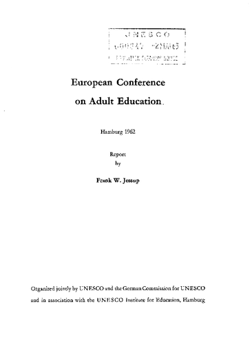 European Conference on Adult Education, Hamburg, 1962: report
