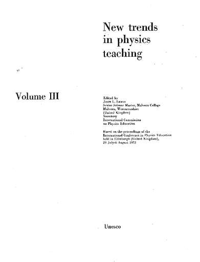 New Trends In Physics Teaching V 3 1976 Unesco Digital Library