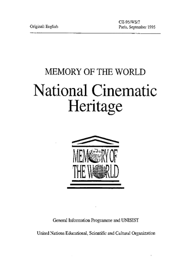 Memory Of The World National Cinematic Heritage Unesco Digital