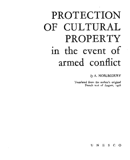 Protection of cultural property in the event of armed conflict