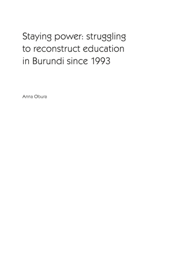 Staying power: struggling to reconstruct education in Burundi since 1993