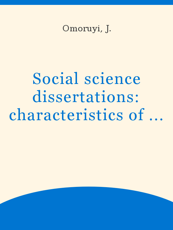 Social Science Dissertations Characteristics Of Bibliographic Citations