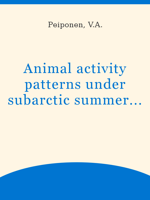 Animal activity patterns under subarctic summer conditions