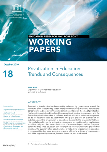 Privatization in education: trends and consequences