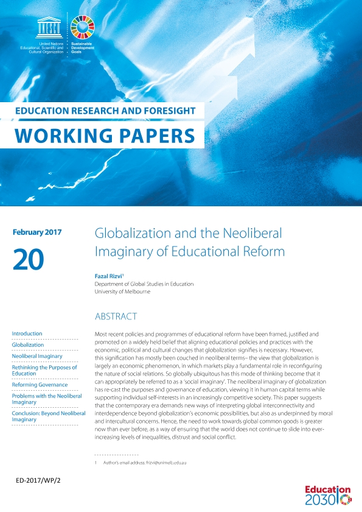 Globalization and the neoliberal imaginary of educational reform