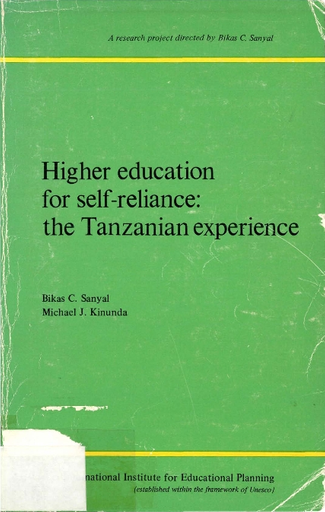 https://unesdoc.unesco.org/in/rest/Thumb/image?id=p%3A%3Ausmarcdef_0000069326&author=Sanyal%2C+Bikas+C.&title=Higher+education+for+self-reliance%3A+the+Tanzanian+experience&year=1977&TypeOfDocument=UnescoPhysicalDocument&mat=BKS&ct=true&size=512&isPhysical=1