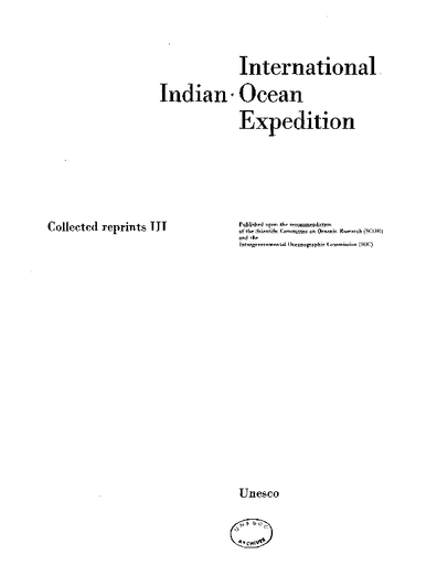 International Indian Ocean Expedition: collected reprints, III