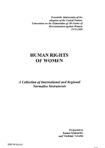 Human rights of women: a collection of international and regional normative  instruments