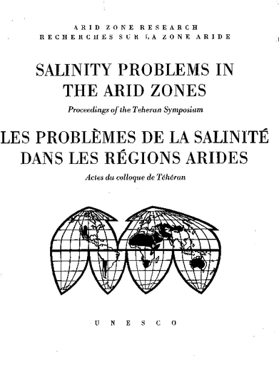 Salinity problems in the arid zones: proceedings of the Teheran Symposium