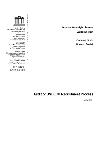 Audit of UNESCO recruitment process