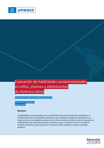Evaluación de habilidades socioemocionales en niños, jóvenes y adolescentes  de América Latina: marco para el trabajo del módulo de ERCE 2019