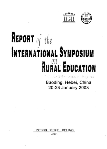 Report Of The International Symposium On Rural Education Baoding
