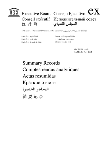 Summary Records Of The 174th Session Of The Executive Board 3 13 April 06