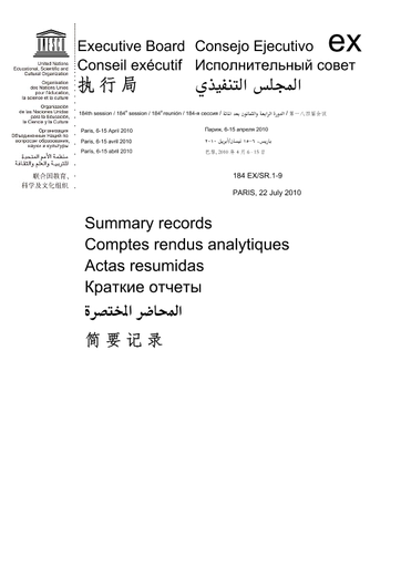Summary Records Of The 184th Session Of The Executive Board 6 15