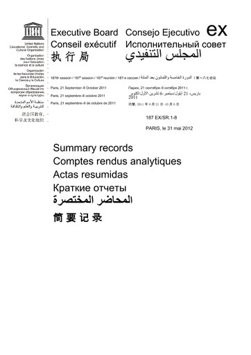 Summary Records Of The 187th Session Of The Executive Board 21 September 6 October 2011
