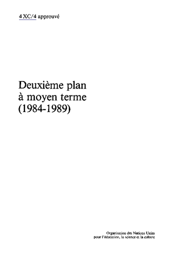Deuxième plan à moyen terme (1984-1989)