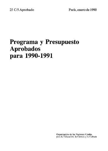 Programa y presupuesto aprobados para 1990-1991