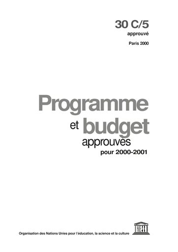 Programme et budget approuvés pour 2000-2001