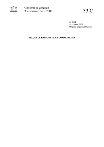 Projet De Rapport De La Commission Ii Unesco Digital Library