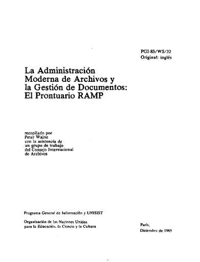 La Administración moderna de archivos y la gestión de documentos: el  prontuario RAMP - UNESCO Digital Library