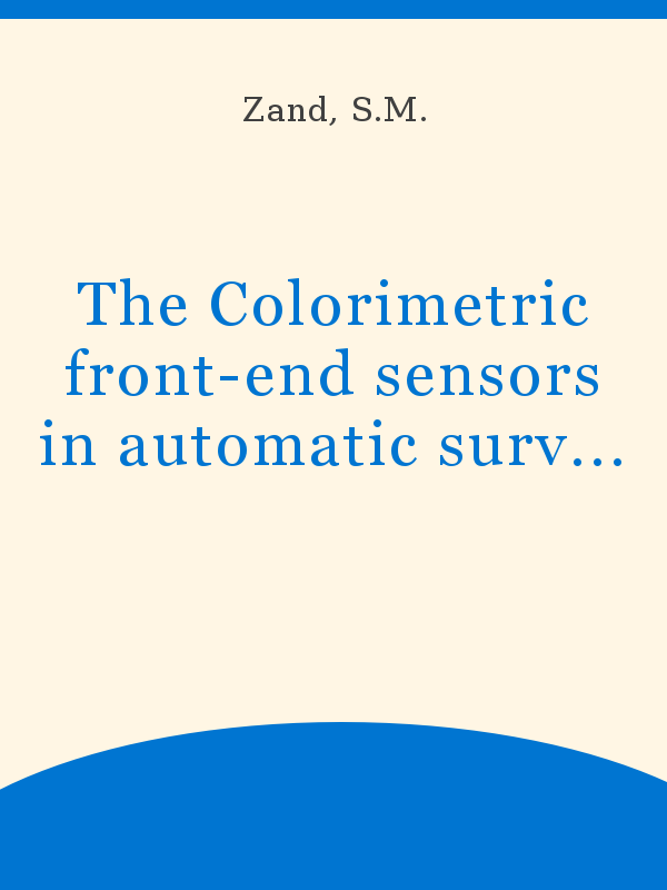 The Colorimetric front-end sensors in automatic surveillance of water  quality