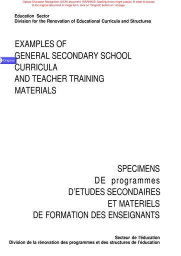 Examples of general secondary school curricula and teacher