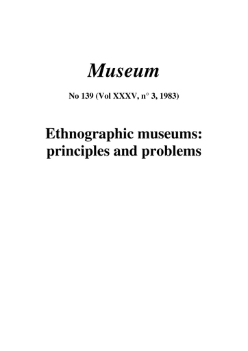 Ethnographic museums: principles and problems