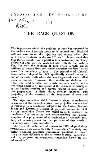 Lecture 5: Race 23 March 'Race' the origin of the word is obscure